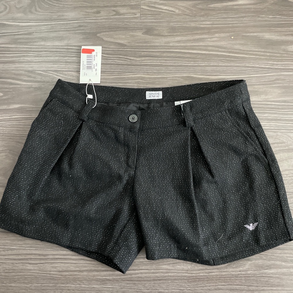 Armani New Girls Kids METALLIC THREAD SHORTS w/ BOW - Size: 16A - NEW
